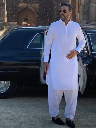 Cotton White Shalwar Kameez - Almirah