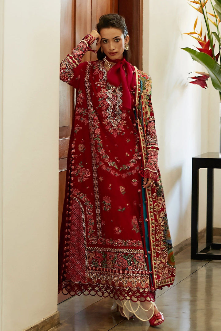 Red 3 Piece Suit - Elan Luxury Lawn