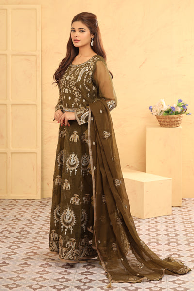 Dark Green 3 Piece Suit - Asim Jofa