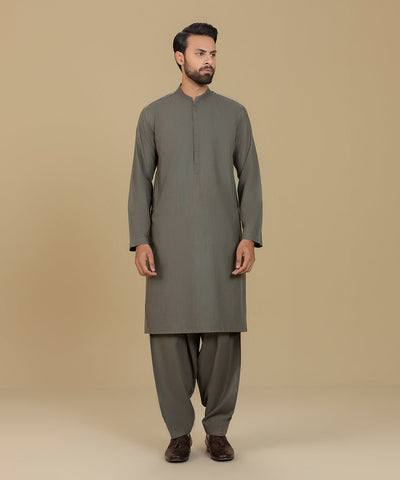 Wash & Wear Olive Shalwar Kameez - Sapphire