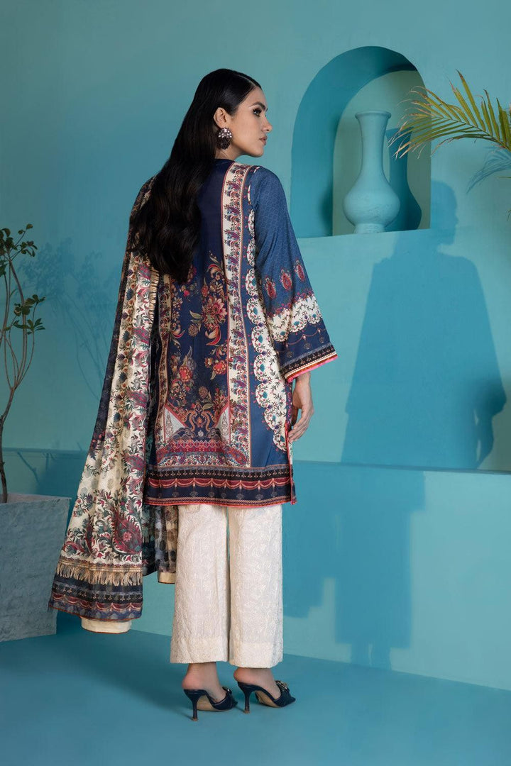 Blue Printed Silk 2 Piece Suit - Sapphire