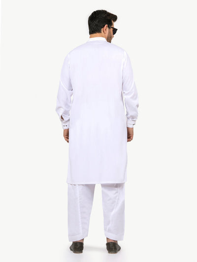 White Band Collar Kameez Shalwar - Eden Robe