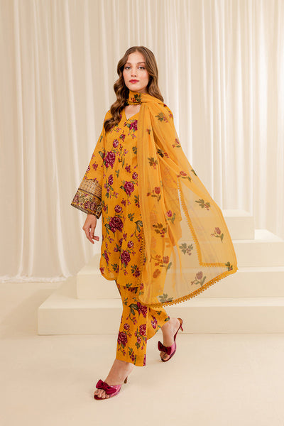 Lawn Yellow 3 Piece Unstitched Suit - Farasha