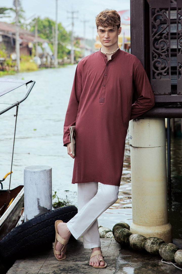 Cotton Rust Red Kurta - Almirah