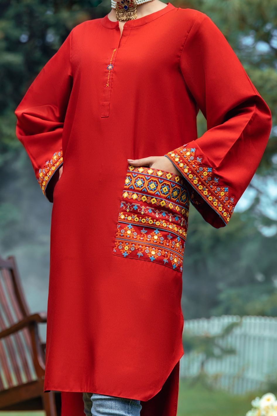 Poly Rayon Red Kurti - Almirah