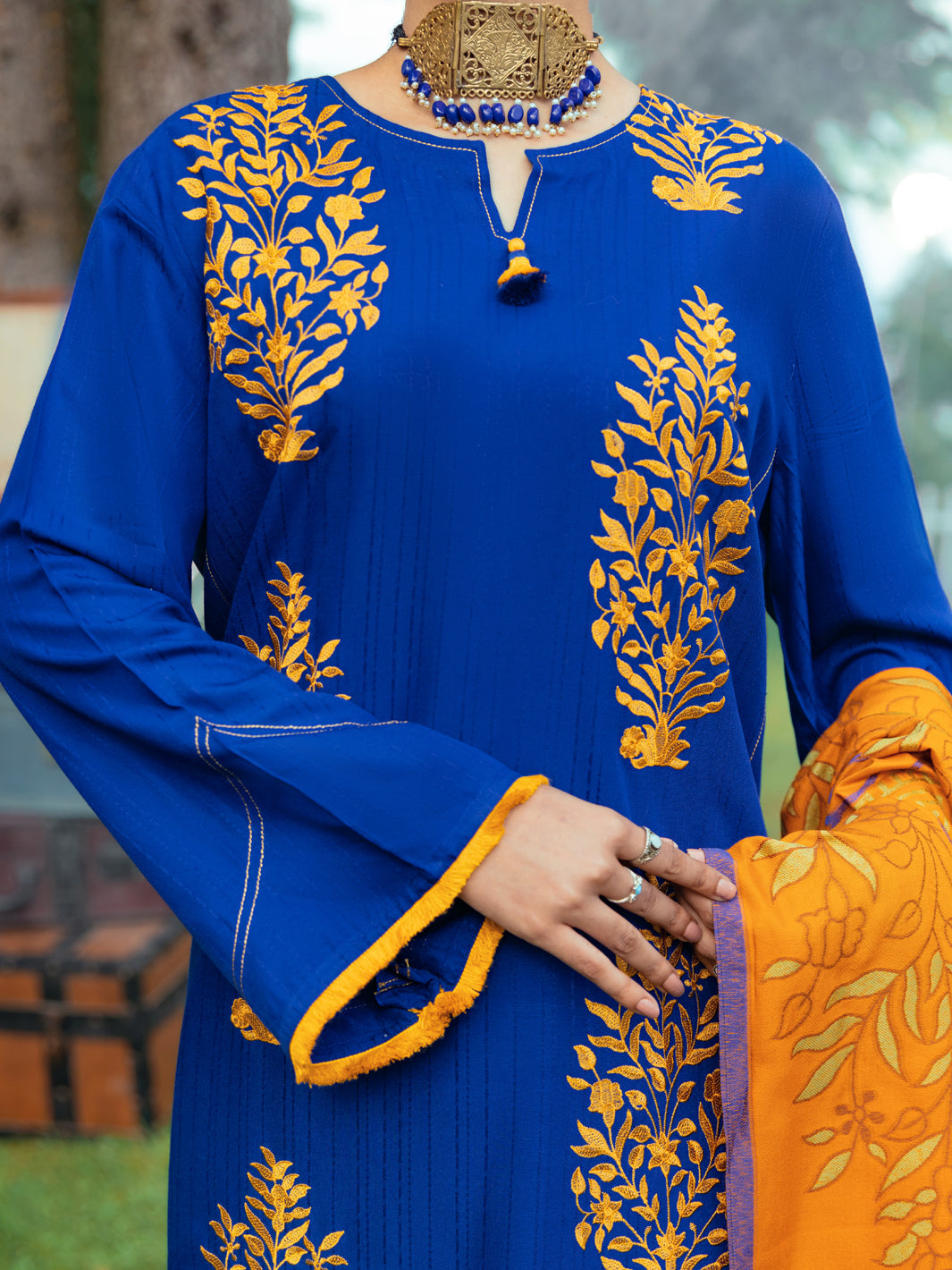 Yarn Dyed Blue 3 Piece Suit - Almirah