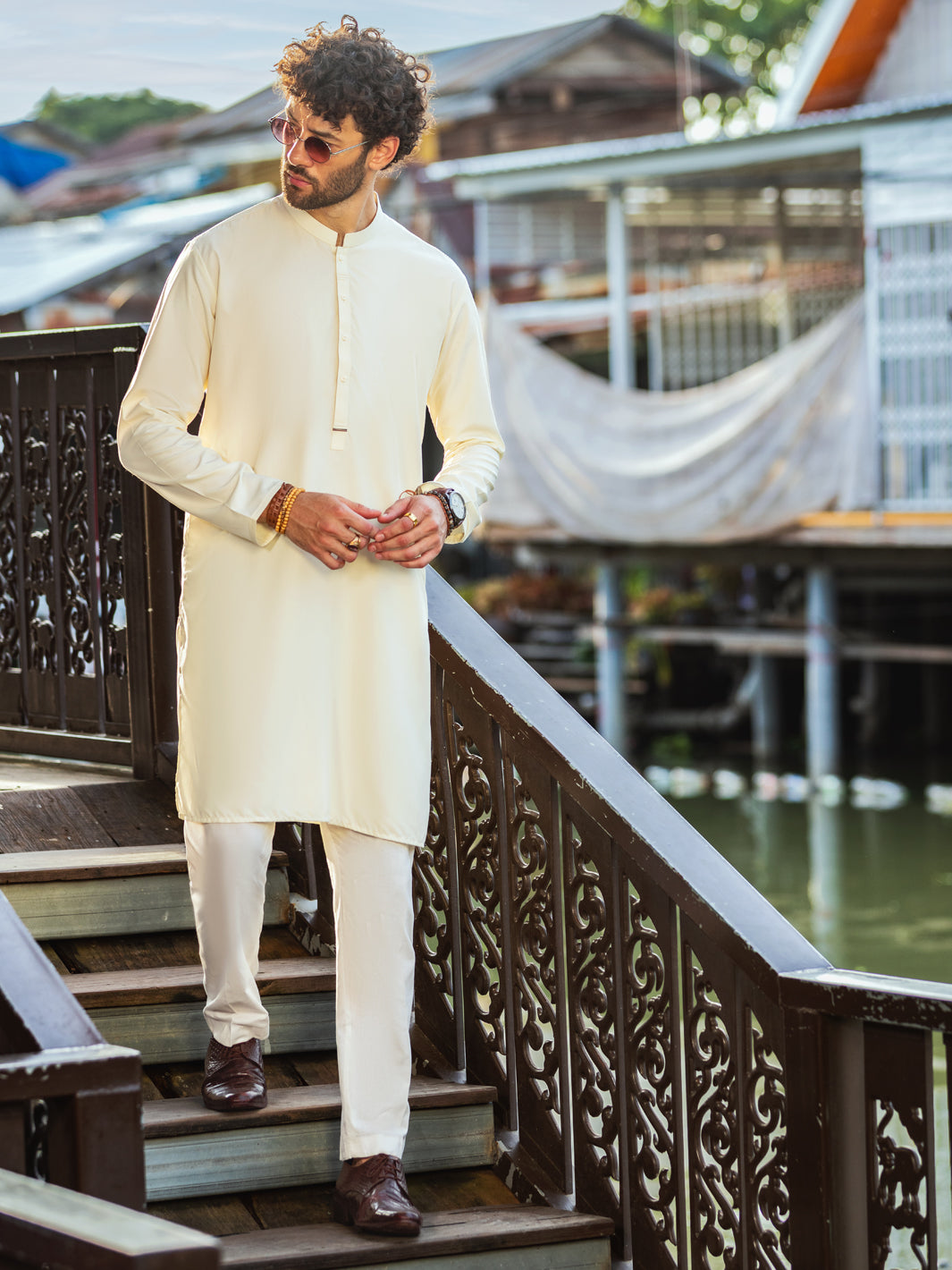 Blended Off White Kurta - Almirah