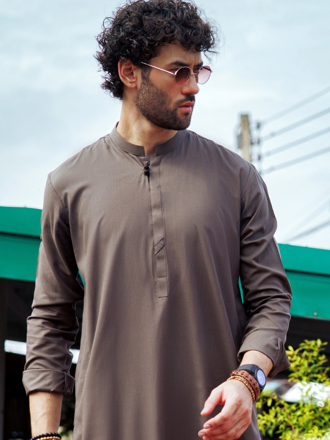 Blended Brown Kurta Trouser - Almirah