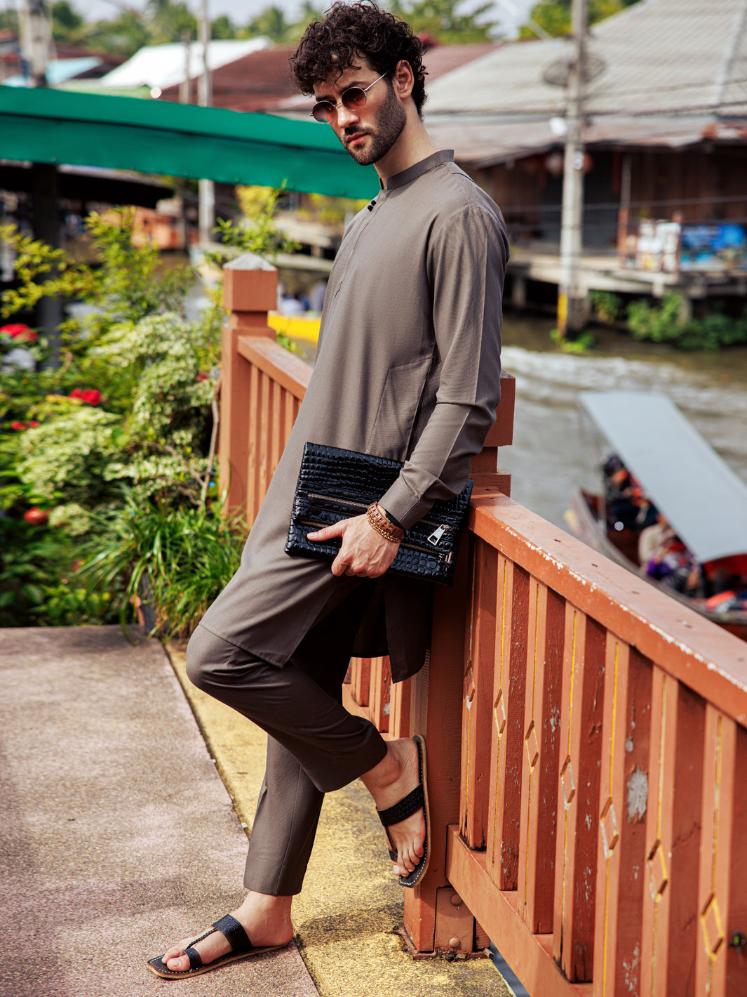 Blended Brown Kurta Trouser - Almirah