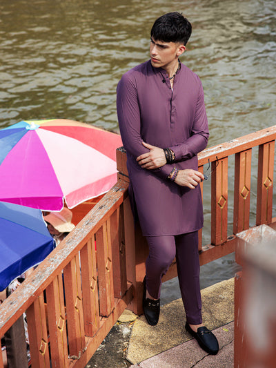 Blended Purple Kurta Trouser - Almirah