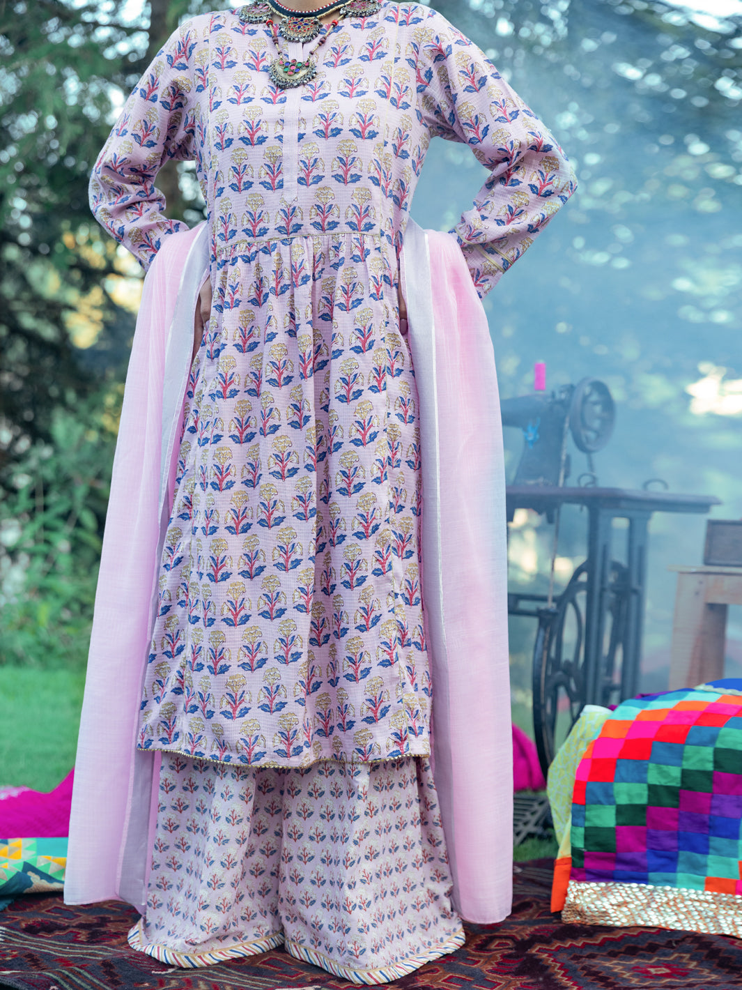 Cambric Light Pink Unstitched 3 Piece Suit - Almirah