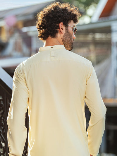 Blended Off White Kurta - Almirah