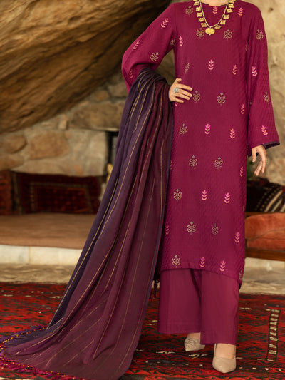 Jacquard Purple 3 Piece Suit - Almirah