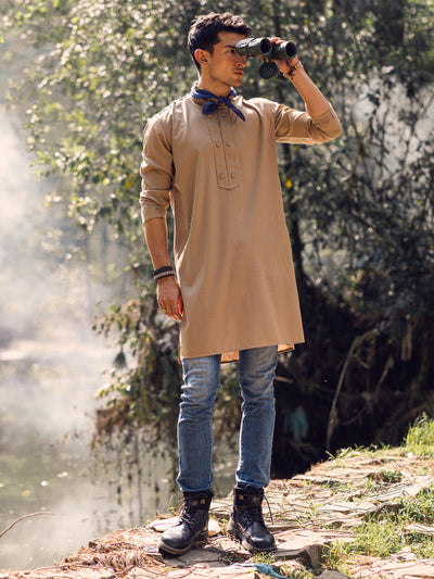 Blended Sand Brown Kurta - Almirah