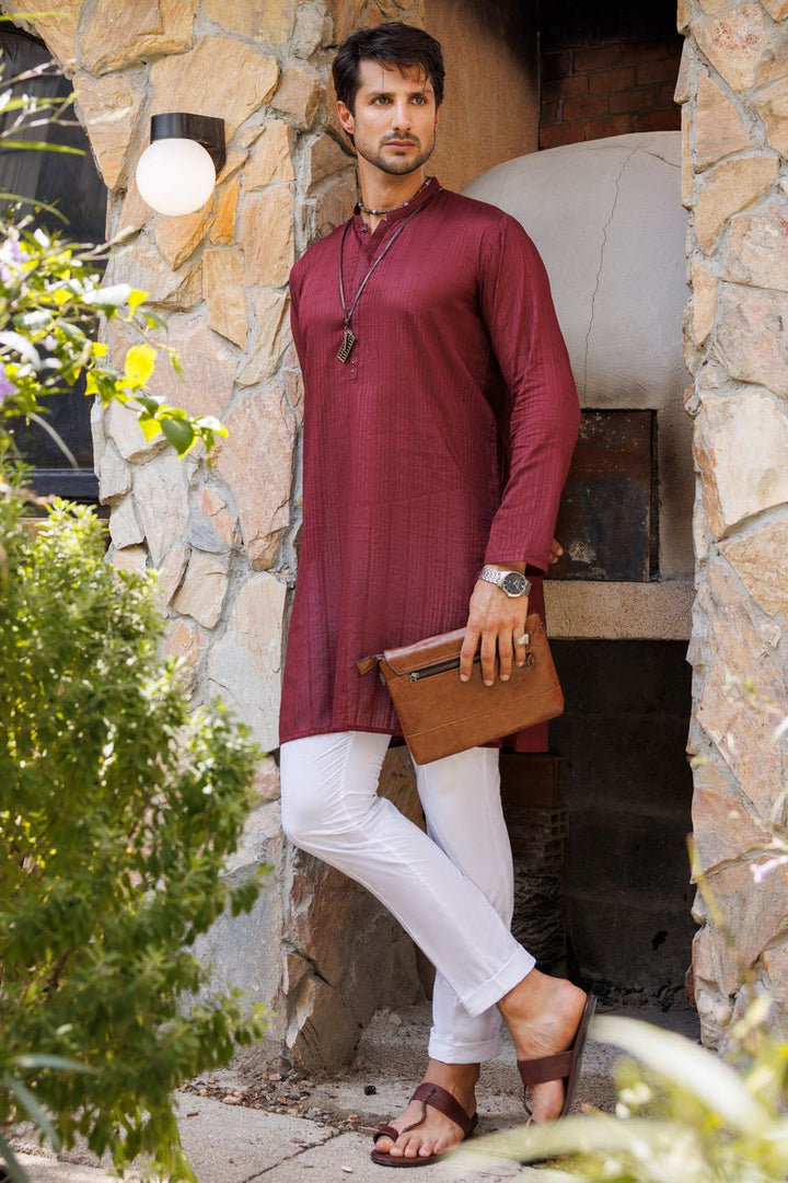 Cotton Maroon Kurta - Almirah