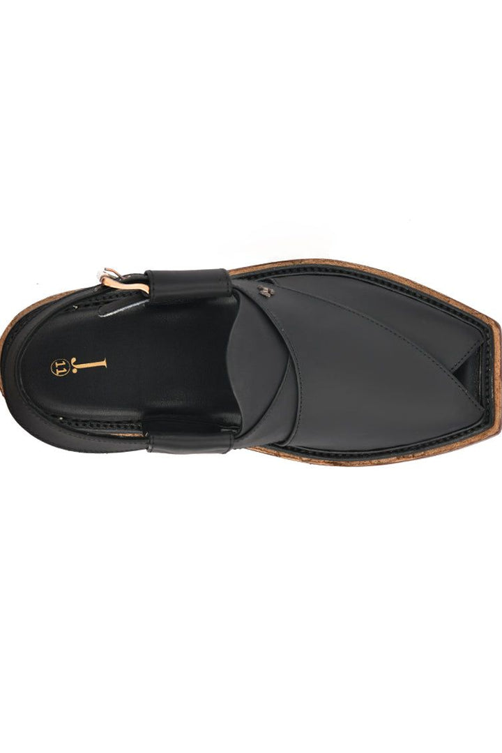 High Chrome Matt Black Peshawari Chappal - J. Junaid Jamshed