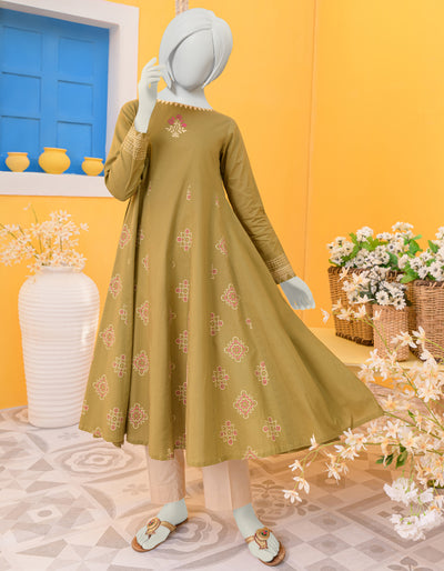 Lawn Olive Girls Kurti - J. Junaid Jamshed