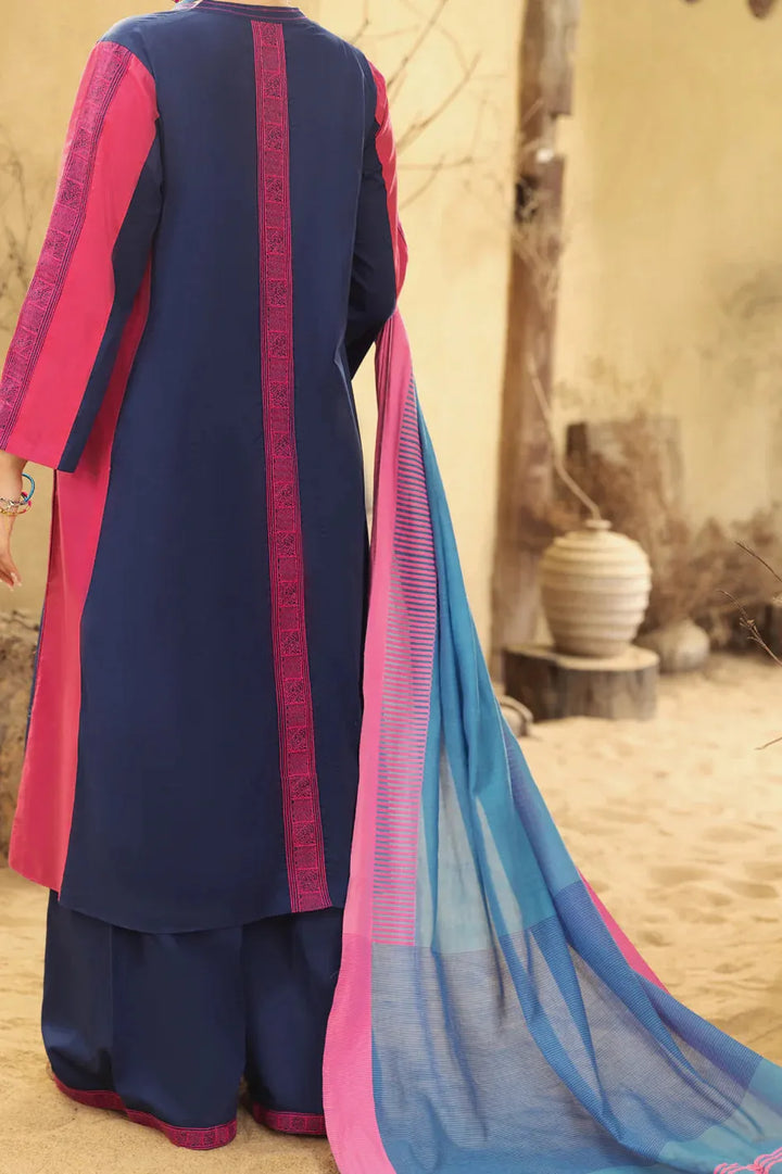 Lawn Blue Pink 3 Piece Suit - Almirah