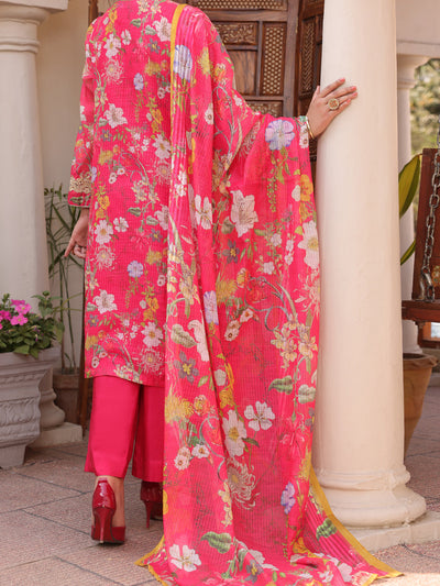 Poly Slub Fuchsia 3 Piece Suit - Almirah