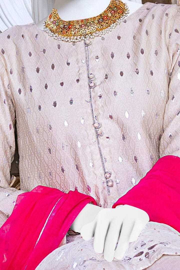 Off White Jacquard 3 Piece Suit - J. Junaid Jamshed