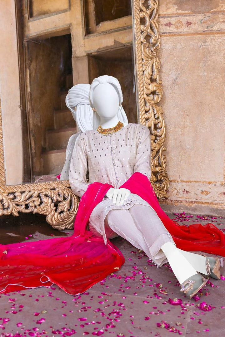 Off White Jacquard 3 Piece Suit - J. Junaid Jamshed