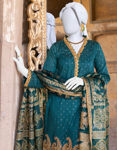 Viscose Green 3 Piece Suit - J. Junaid Jamshed