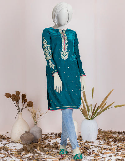 Velvet Teal Teen's Kurti  -  J. Junaid Jamshed