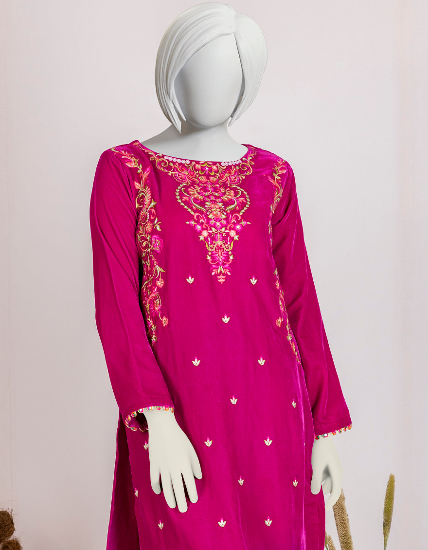 Velvet Pink Teen's Kurti  -  J. Junaid Jamshed