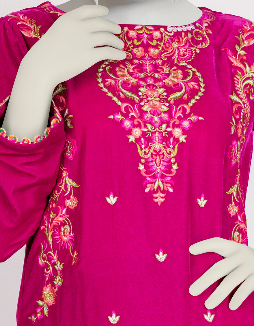 Velvet Pink Teen's Kurti  -  J. Junaid Jamshed