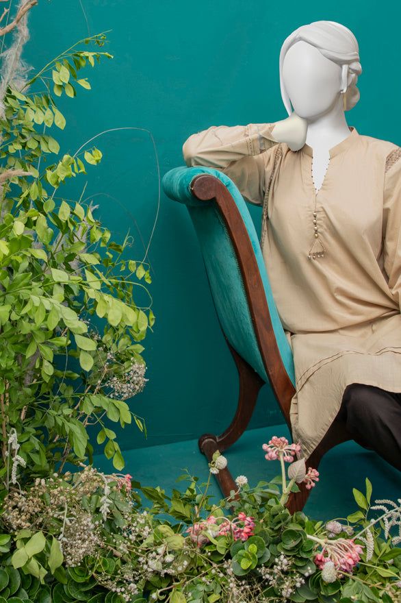 Beige Ladies Kurti  -  J. Junaid Jamshed