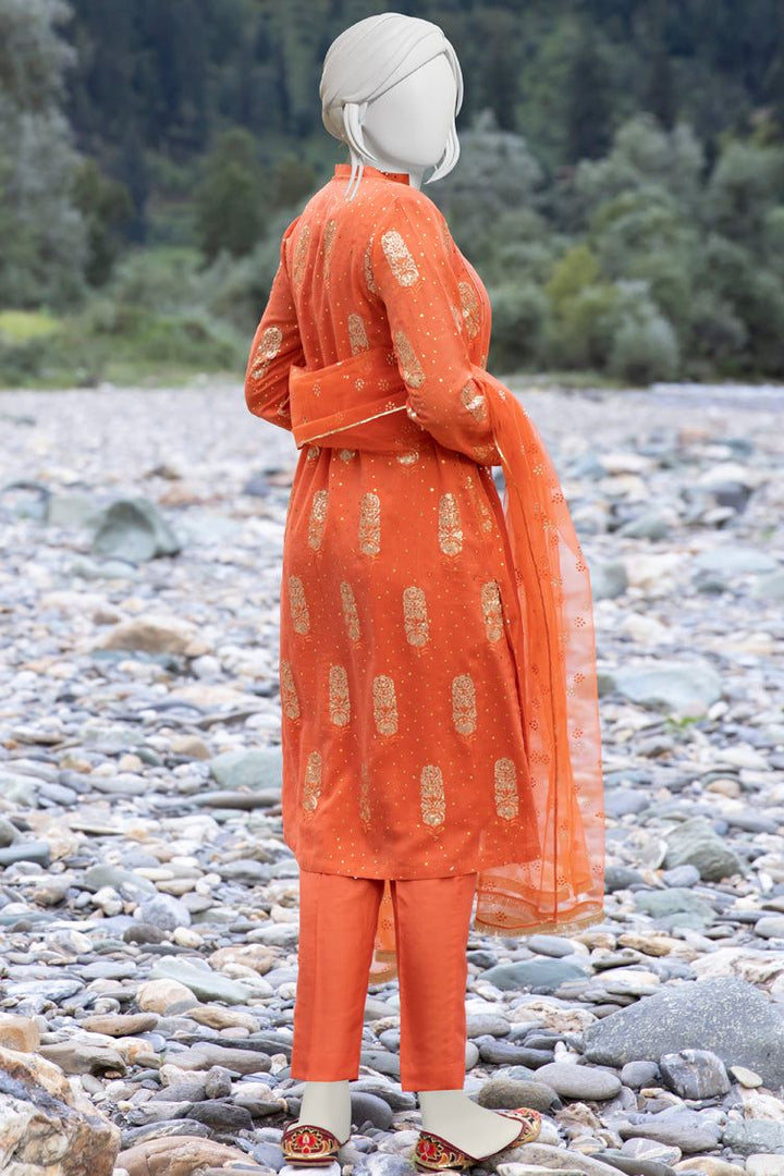 Viscose Orange Ladies 3 Piece Suit  -  J. Junaid Jamshed