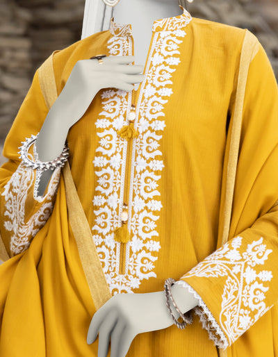 Yarn Dyed Yellow Ladies 3 Piece Suit  -  J. Junaid Jamshed