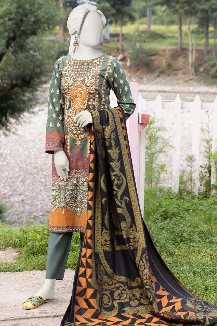 Green Cambric 3 Piece Stitched - J. Junaid Jamshed