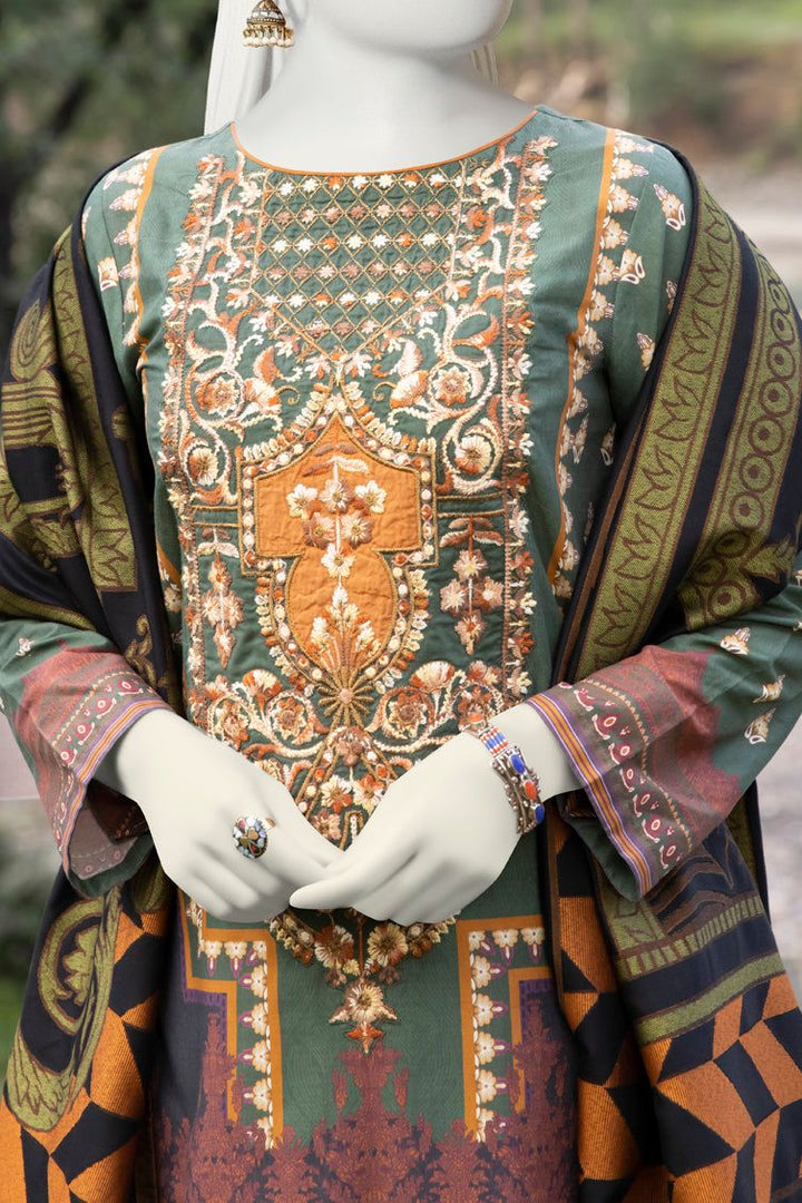 Green Cambric 3 Piece Stitched - J. Junaid Jamshed