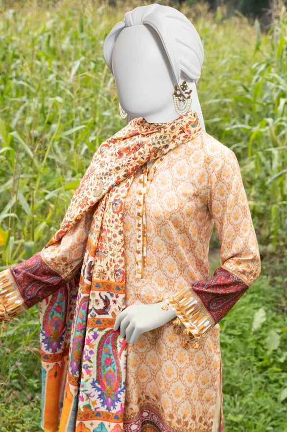 Viscose Beige Ladies 3 Piece Suit  -  J. Junaid Jamshed