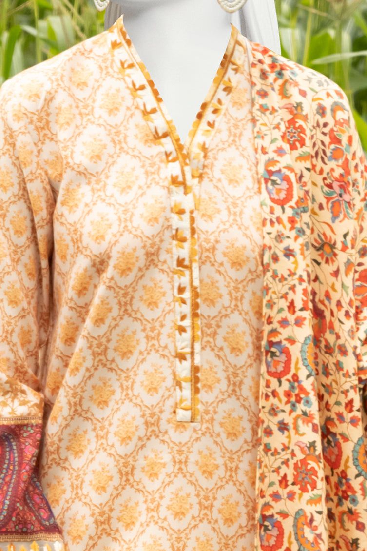 Viscose Beige Ladies 3 Piece Suit  -  J. Junaid Jamshed