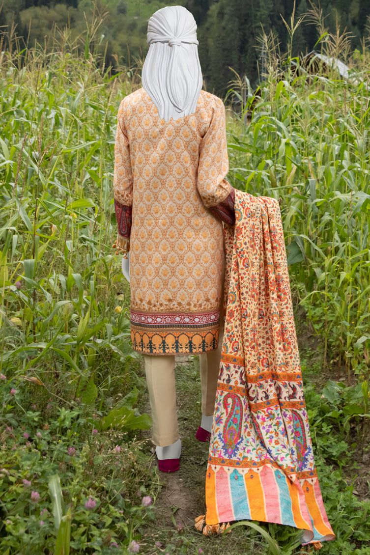 Viscose Beige Ladies 3 Piece Suit  -  J. Junaid Jamshed