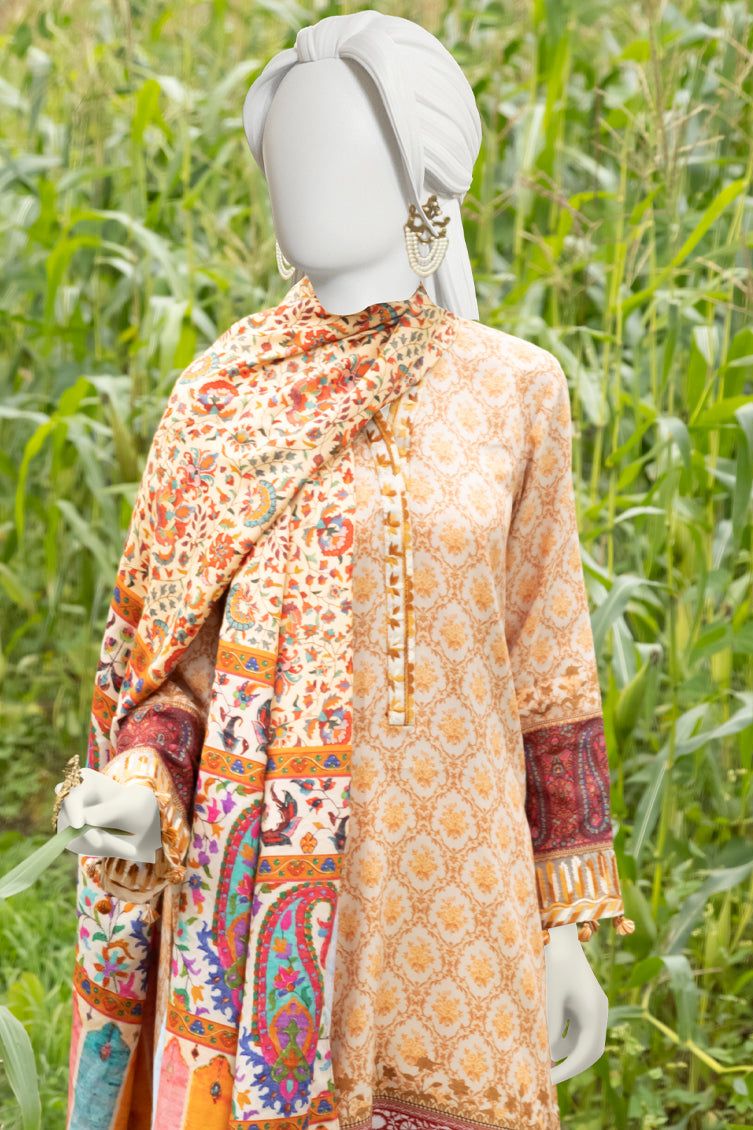 Viscose Beige Ladies 3 Piece Suit  -  J. Junaid Jamshed