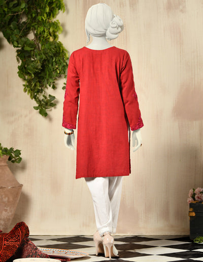 Red Khaddar Kurti - J. Junaid Jamshed