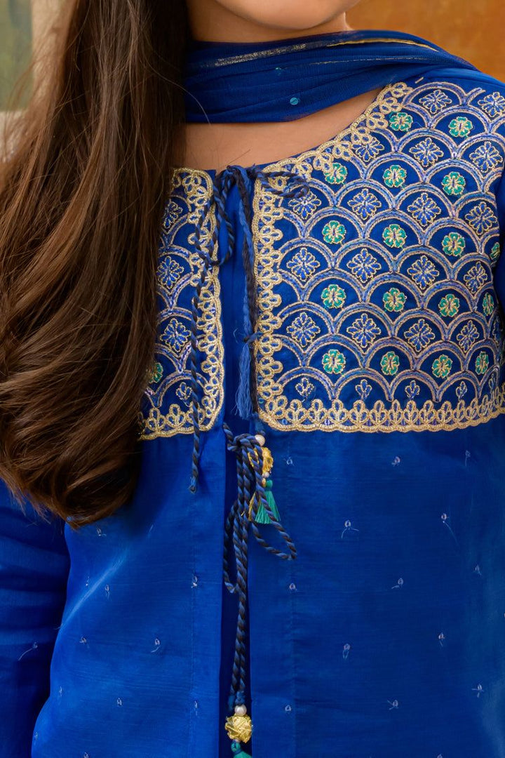 Organza Blue 3 Piece Suit - J. Junaid Jamshed