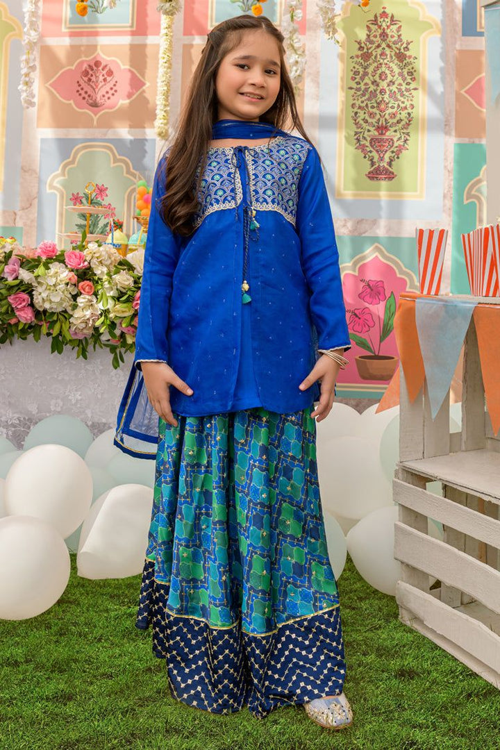 Organza Blue 3 Piece Suit - J. Junaid Jamshed