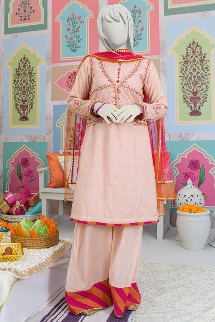 Dobby Peach 3 Piece Suit - J. Junaid Jamshed