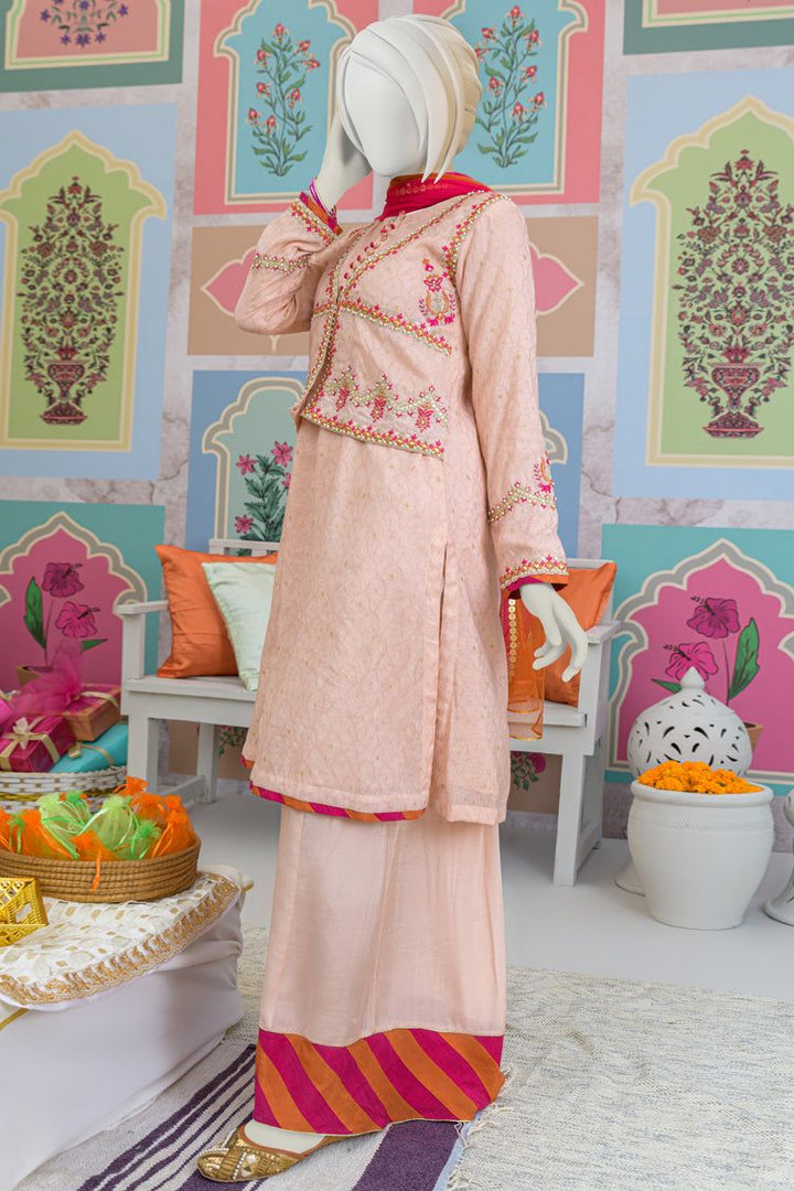 Dobby Peach 3 Piece Suit - J. Junaid Jamshed