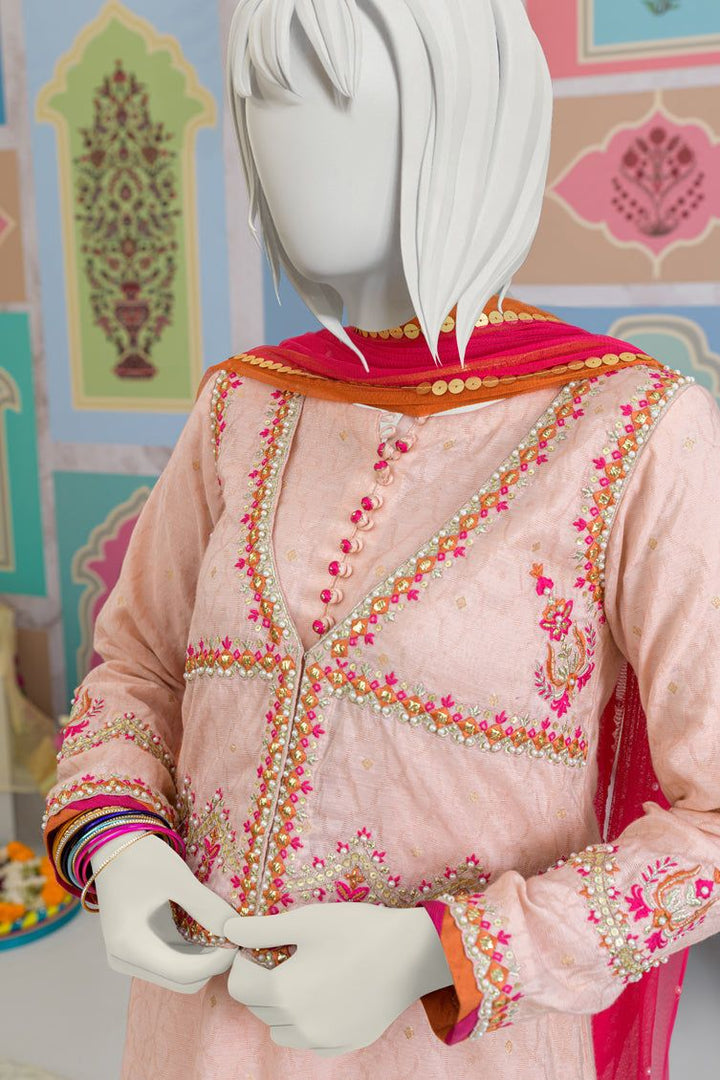 Dobby Peach 3 Piece Suit - J. Junaid Jamshed