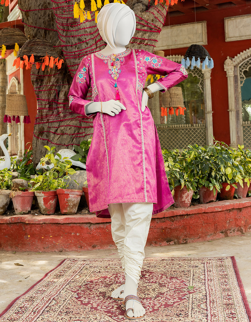 Jacquard Pink Kurti - J. Junaid Jamshed