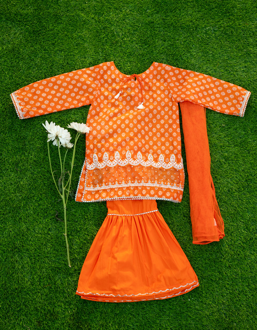 Lawn Orange 3 Piece Suit- J. Junaid Jamshed