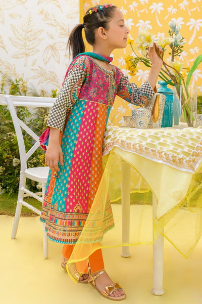 Lawn Pink & Orange 3 Piece Suit - J. Junaid Jamshed