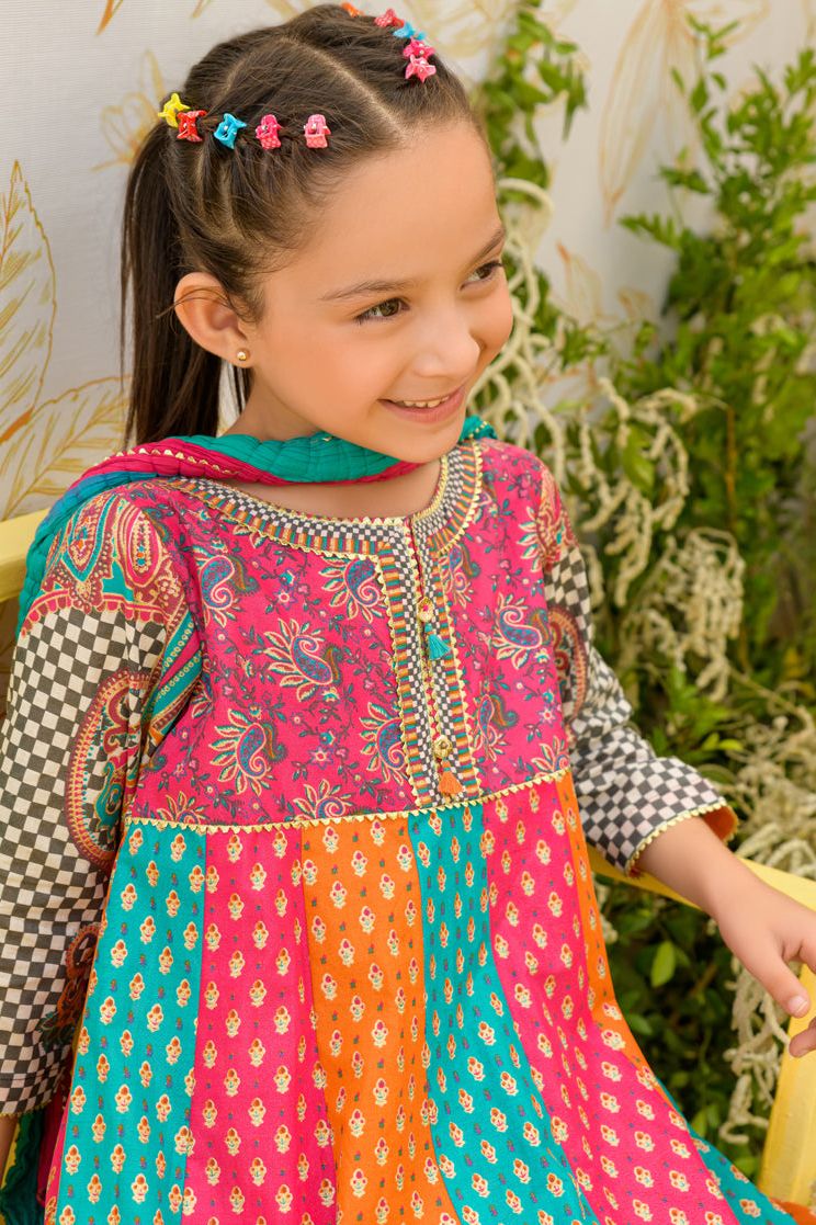 Lawn Pink & Orange 3 Piece Suit - J. Junaid Jamshed