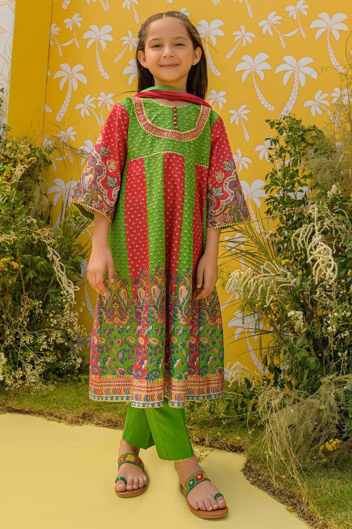 Lawn Red 3 Piece Suit - J. Junaid Jamshed