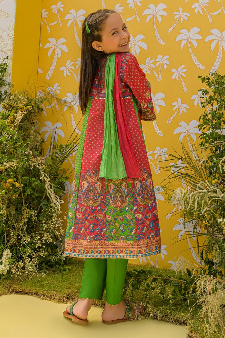 Lawn Red 3 Piece Suit - J. Junaid Jamshed